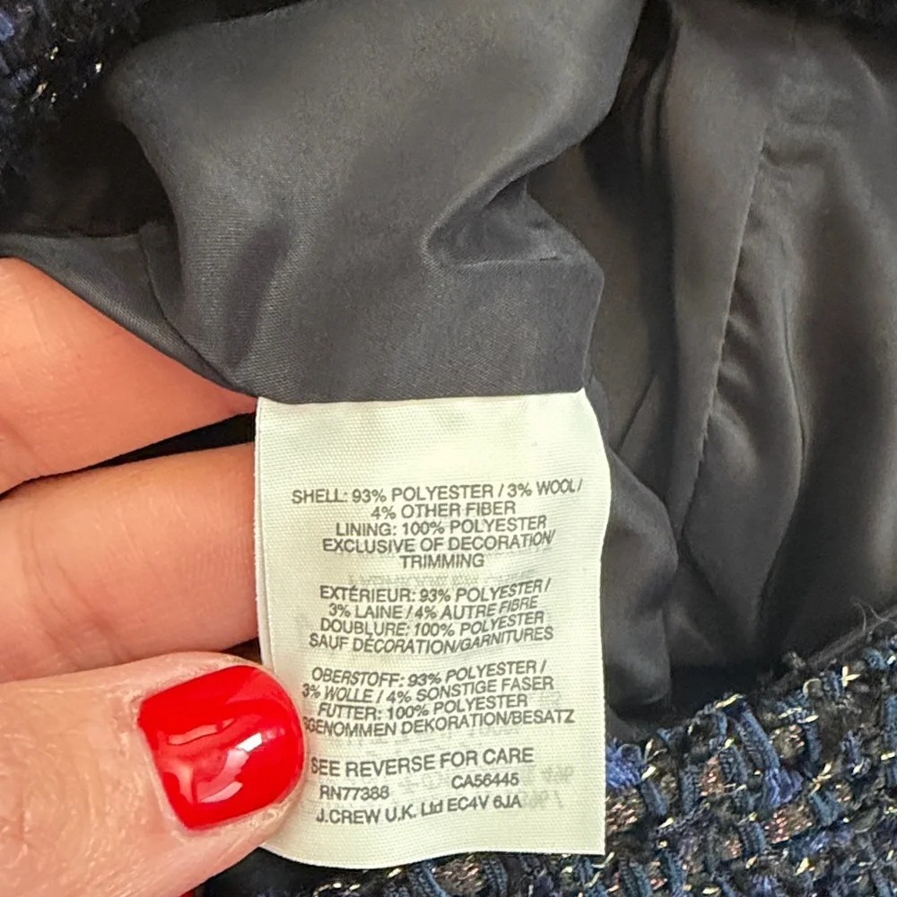 J. Crew Sparkle Sheath Navy Tweed Dress, 00